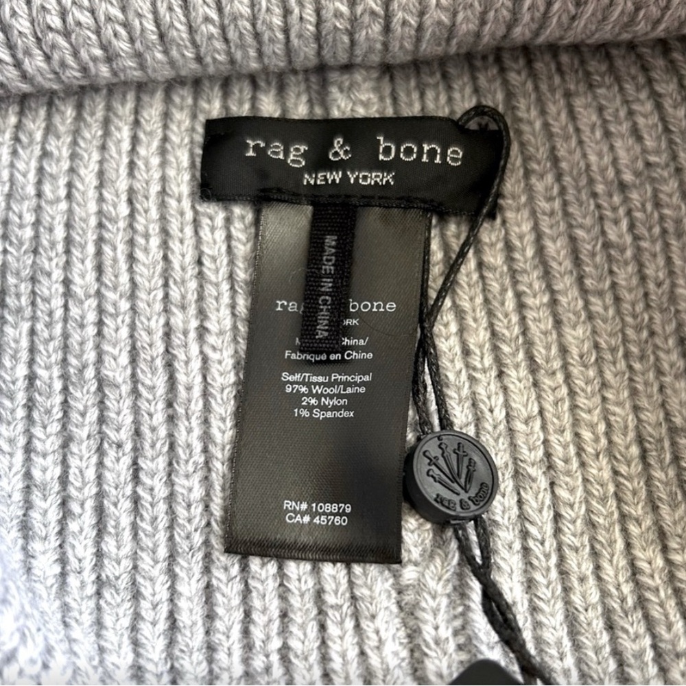 ❌SOLD❌ BNWT - RAG & BONE Ribbed Wool Beanie Grey Melange - Picture 3 of 8